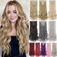 CLEARANCE Thick Clip In Hair Extensions 8PCS 18Clips Curly Wavy As Human Hair US