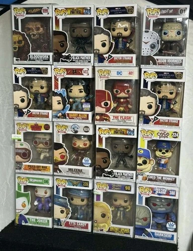 Funko Pop Lot 16 Mixed Marvel DC Movies Collection Flash Black Panther