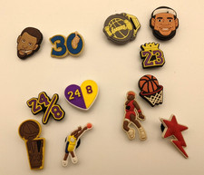 Lot Of 12 Croc Charms Jibbitz NBA Basketball Team Curry LeBron Kobe Jordan Laker