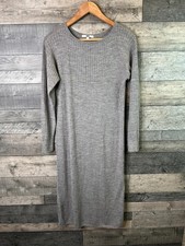 Uniqlo Midi Jumper Dress Size Small Grey Wool Blend Ribbed