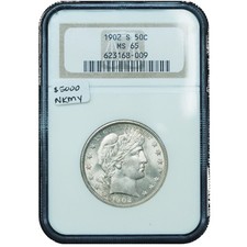 1902-S Barber Half Dollar MS65 NGC – San Francisco Gem Rarity