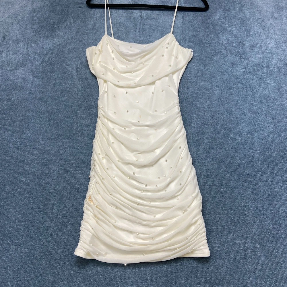 white chiffon dress maxi White Pleated Chiffon Long Maxi Dress White / US 16 main image 1