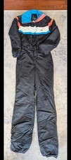 Vintage Roffe One Piece Ski Suit Black Blue W...