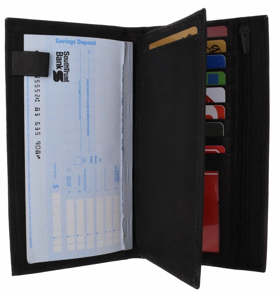 Cartera organizadora de cuero genuino con soporte para tarjeta de crédito 253bk Foto 3 de 4