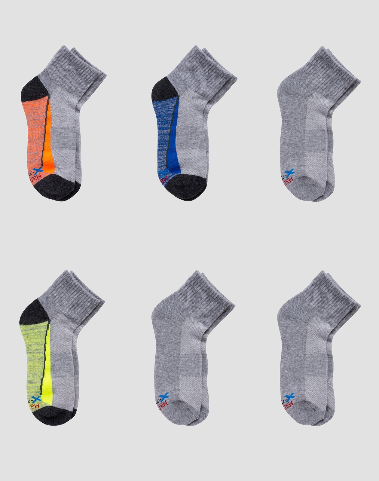 Hanes Boys 6-Pack Performance Ankle Socks with Arch Support and Cushioning-image