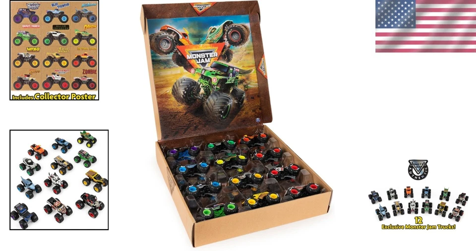 Colorful 12-Pack of 1:64 Scale Die-Cast Monster Trucks - Perfect Gift for Kids - Image 2 of 4