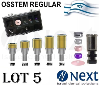 LOTx5 Dental Abutment Flat 1-5 mm attachment Hiossen Regular Set conical