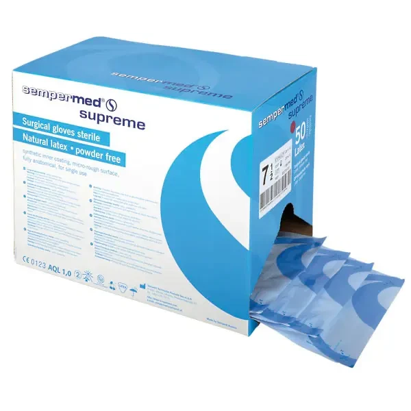 50 paires de gants chirurgicaux Sempermed Supreme stériles sans poudre latex naturel microbru