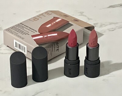 NIB Bite Beauty Power Move Matte Lipstick ~ SUGAR BUNS/JUNIPER ~ travel/mini