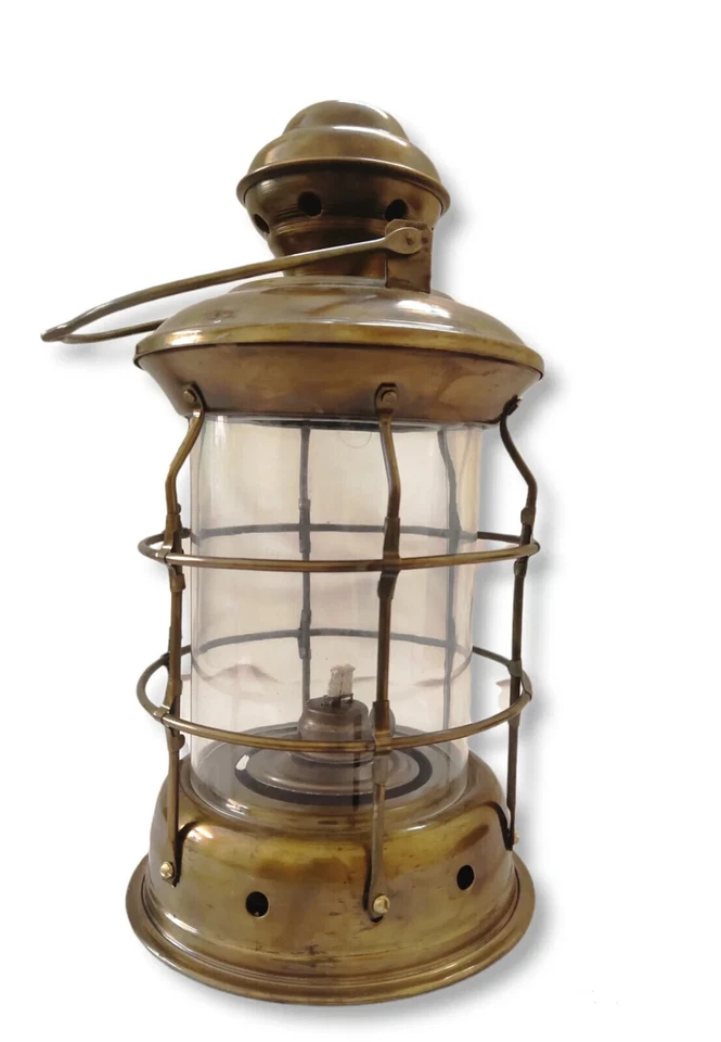Antique Finish 12" Brass Lantern Cargo Ship Boat Lamp Maritime Nautical Décor - Image 4 of 4