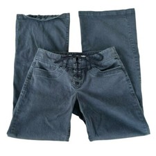 Y2K Lace-Up Front Flare Stretch Jeans Express Washed Faded Black Junior 3/4