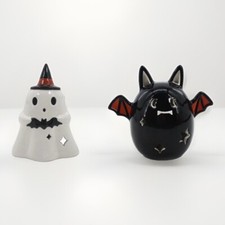 Target Bullseye Ceramic LED Light Up Ghost Bat Figurines Lot of 2