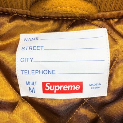 Supreme Big Logo Chenille Varsity Jacket Black Red Mustard Supreme Big Logo Chenille Varsity Jacket Black Red Mustard