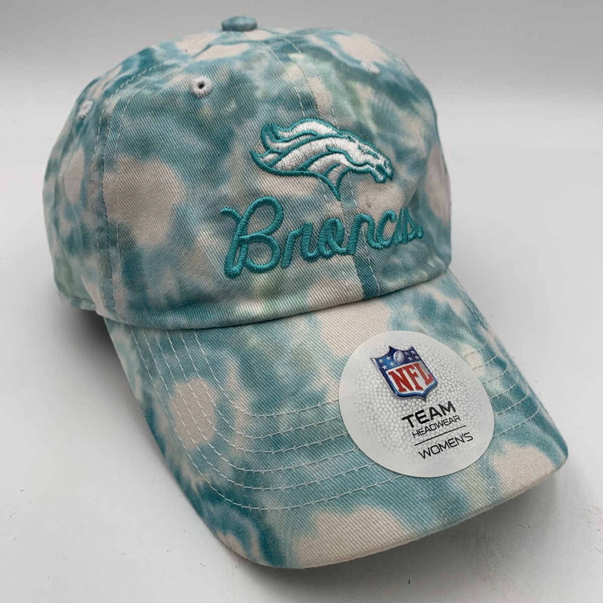 Denver Broncos Womens Hat Strap Back Baby Blue Tie Dye NFL Team Apparel
