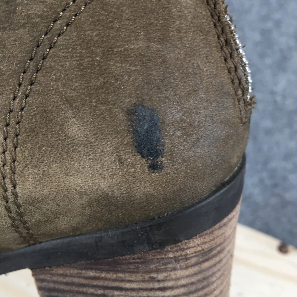 Steve Madden Botas Mujer 7 M Pata Botines Tacones Cremallera Lateral Cuero Verde Foto 3 de 4