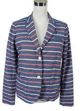 Gap The Academy Blazer Sz 12 Pink White Blue Stripe Jacket Cotton