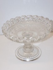 *JOLIE ANCIENNE COUPE COMPOTIER VERRE Moulé MOTIF GEOMETRIQUES  DECO VITRINE D