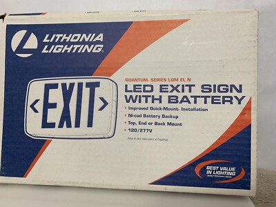 Lithonia LED Red Exit Sign Quantum Series LQM EL N with Battery Backup Bee