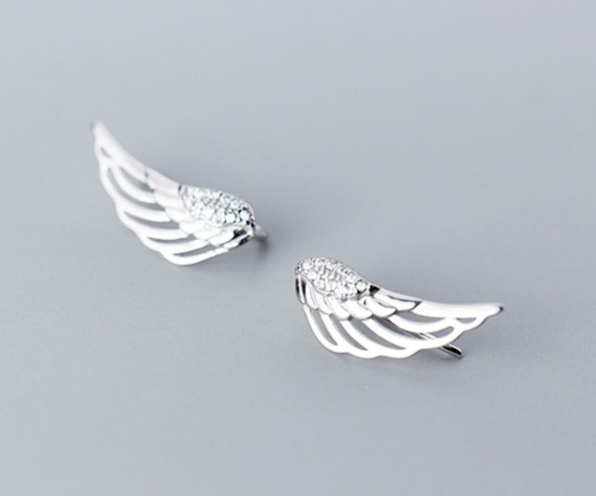 925 Sterling Silver Wings Climber Crawler Wrap Earrings Jewelry Women Gift A1432