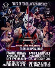 La Parka Dr Wagner Texano Pentagon Jr Angel Garza Signed 16x20 Photo BAS COA AEW