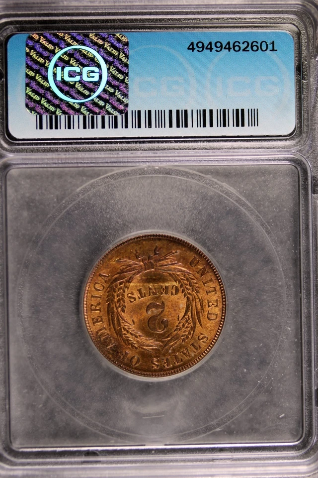 1865 -ICG MS66RB Two Cent!!!   #B33587 - Image 2 of 2