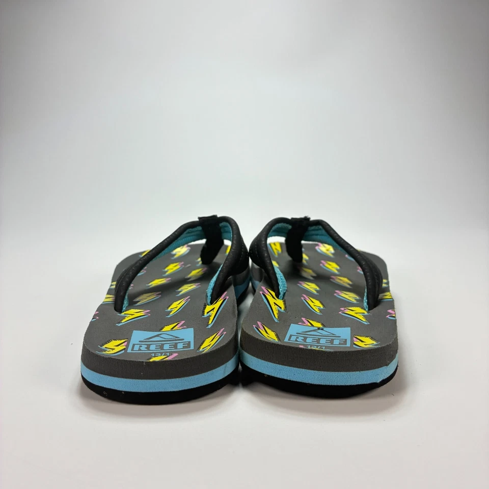 Chanclas Reef Kids Ahi Lightning Bolt Print Tanga Negra Piscina Playa Juvenil Talla 13 Foto 4 de 4