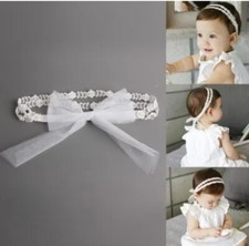 Baby Daisy Hair Band Bow Floral Crochet Crown Headband Hair Accessory Ivory