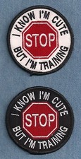 STOP - I KNOW I'M CUTE BUT I'M TRAINING - service dog vest patch