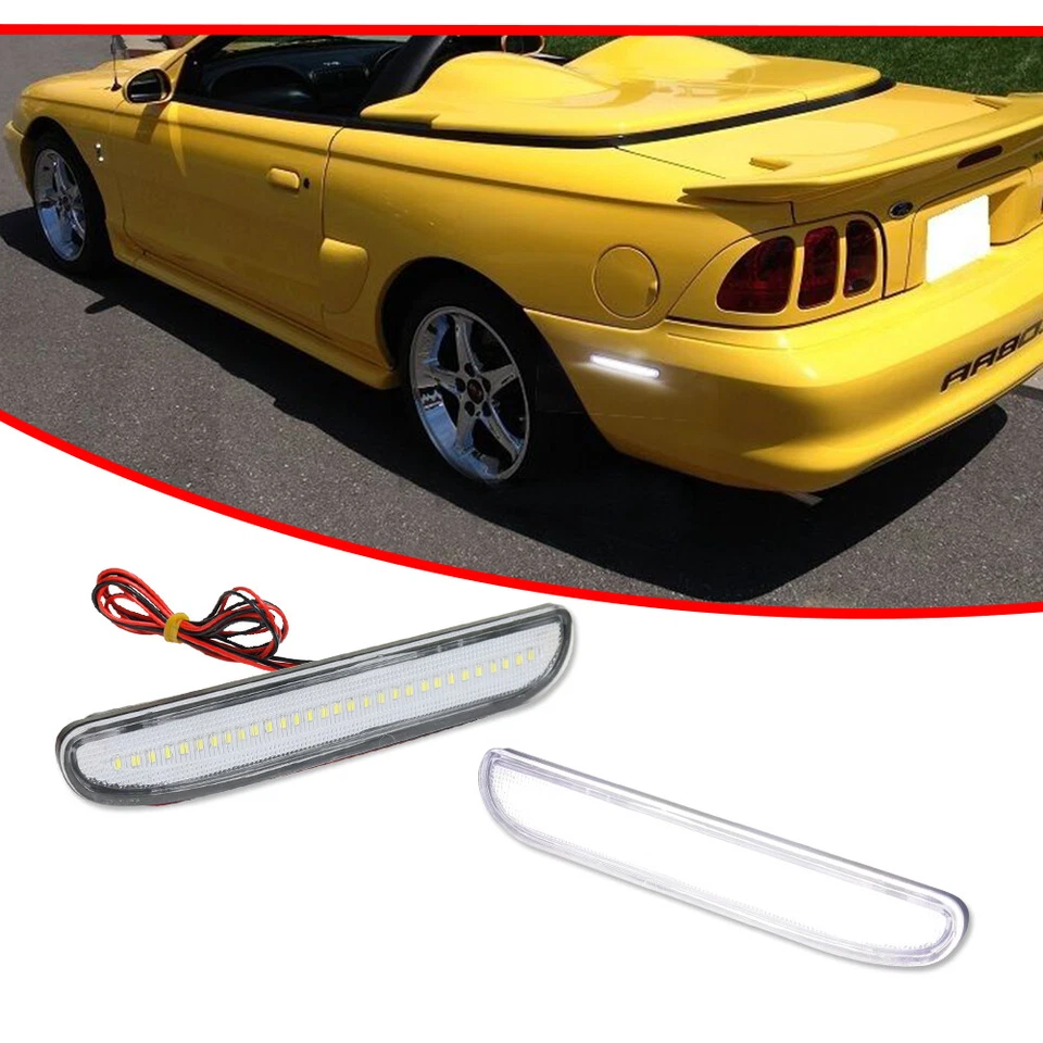 FOR 1994-1998 FORD MUSTANG REAR LED BUMPER SIDE MARKER LIGHTS LAMPS 2PCS CLEAR - Image 2 of 4