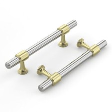 10 Pack Brushed Gold  Brushed Nickel Cabinet Pulls 3 Inch Hole Center Drawer...