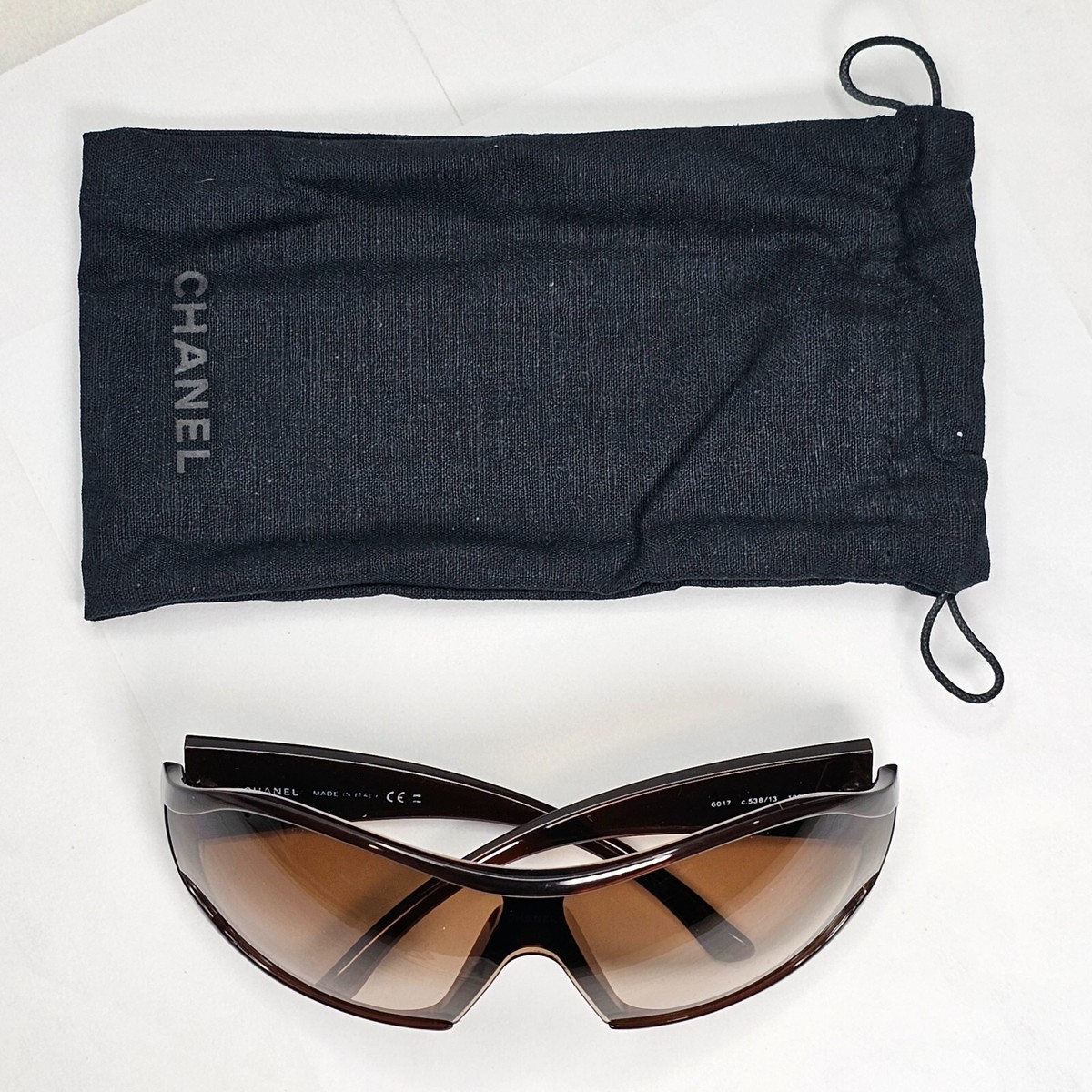 Chanel Sunglasses 2008 Vintage Shield Wrap Brown Visor 6017 Chanel Sunglasses 2008 Vintage Shield Wrap Brown Visor 6017