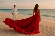 Red Dress With Train Long Flying Dress For Photoshoot Long Flowy Infinity Dress