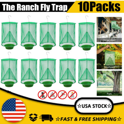 10 x The Ranch Fly Trap Reusable Fly Catcher Killer Cage Net Trap Pest Bug Catch