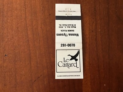 Vintage Le Canard Tyson s Corner Va. Matchbook Cover