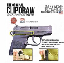 Clipdraw Belt Clip Smith  Wesson Bodyguard 380 IWB OWB Black - Right Mount