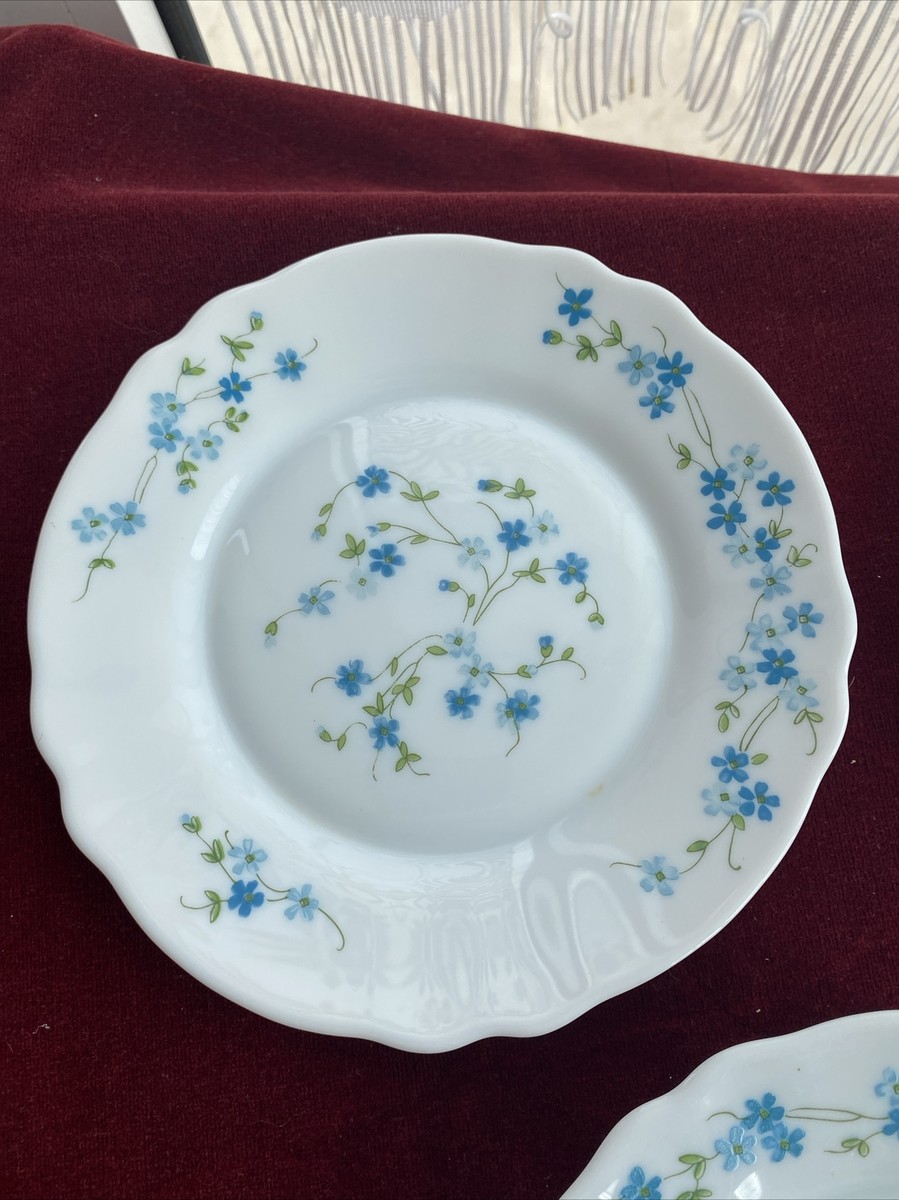 Assiettes à Dessert Arcopal Veronica Myosotis - Vintage Années 70 - Bleu - Occasion TBE