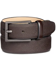 $85 Alfani Men'S Red Leather Strap Silver-Buckle Casual Texture Belt Size 30