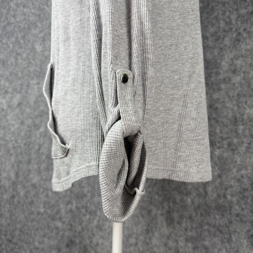 Style & Co womens XL light grey hoodie waffle knit thermal zip roll tab sleeve - Picture 12 of 14