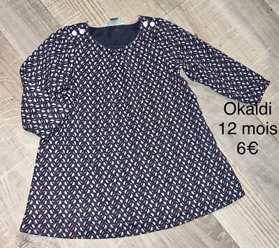 Robe Fille Okaïdi 8 Ans - Gris à Carreaux - Coton - Style Trapèze - Occasion Très Bon état