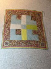Scarf Hand Painted Made In Japan 100 Nylon Paisley Aqua Pink Yellow