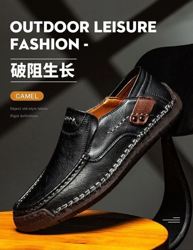 New Womens Men's Leather Handmade Shoes Loafers Breathable Slip On Driving Boots - Bild 9 von 27