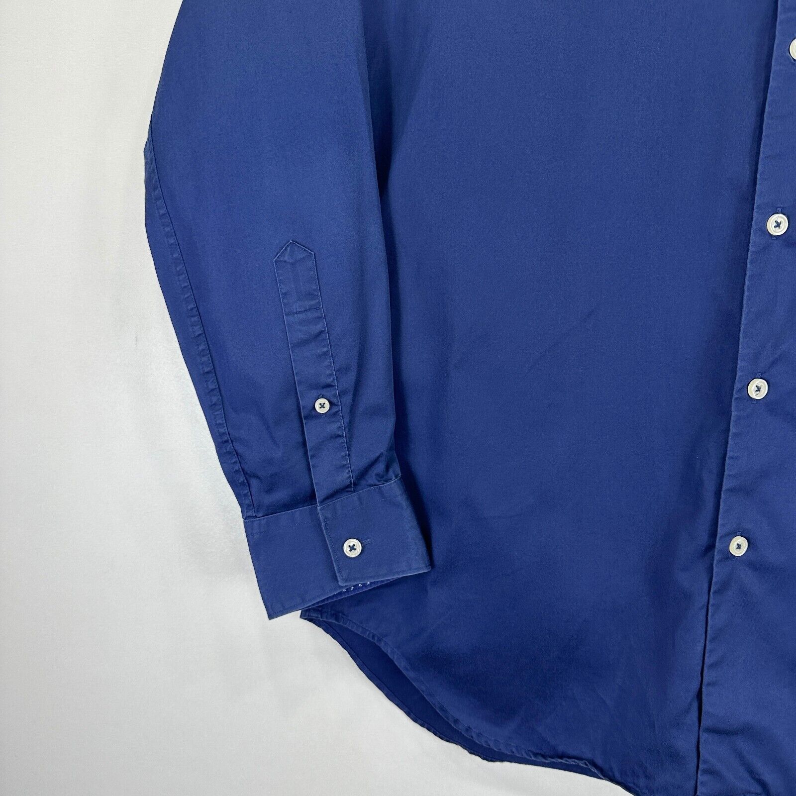 TM LEWIN Shirt Mens 16 35 Navy Blue Long Sleeve Slim Fit Business ...