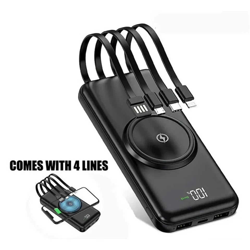 Magnetic 10000mAh Power Bank Pack Wireless Charging Battery USB for Mobile Phone - Image 2 of 4