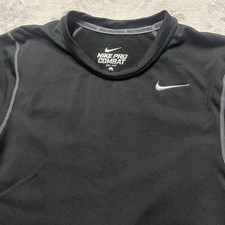 Nike Shirt Mens Medium Fitted Black Pro Combat Dri Fit Long Sleeve Performance