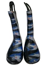 Members Mark Kids Rubber Rain Boots Blue Shark Sz 3 Outdoor