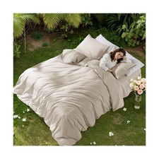 100 Linen Duvet Cover Set King Size, Pure Natural French Flax Linen Duvet Co...