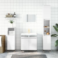 Badschrank Hochglanz Weiß Holzwerkstoff Badezimmerschrank 58X33X60 Cm