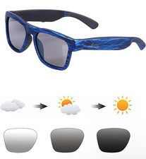 OhO Smart Glasses, Polarized Sunglasses, Stripe Silver Frame, Transitional Grey