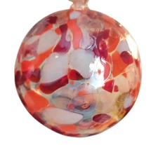 Glass Zorza Ornament Mouthblown by Polish Artisans.  Red & White.  In box. New