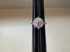 Vintage Sterling Silver .925 Clear Rhinestone Cluster Women  s Ring Sz 8